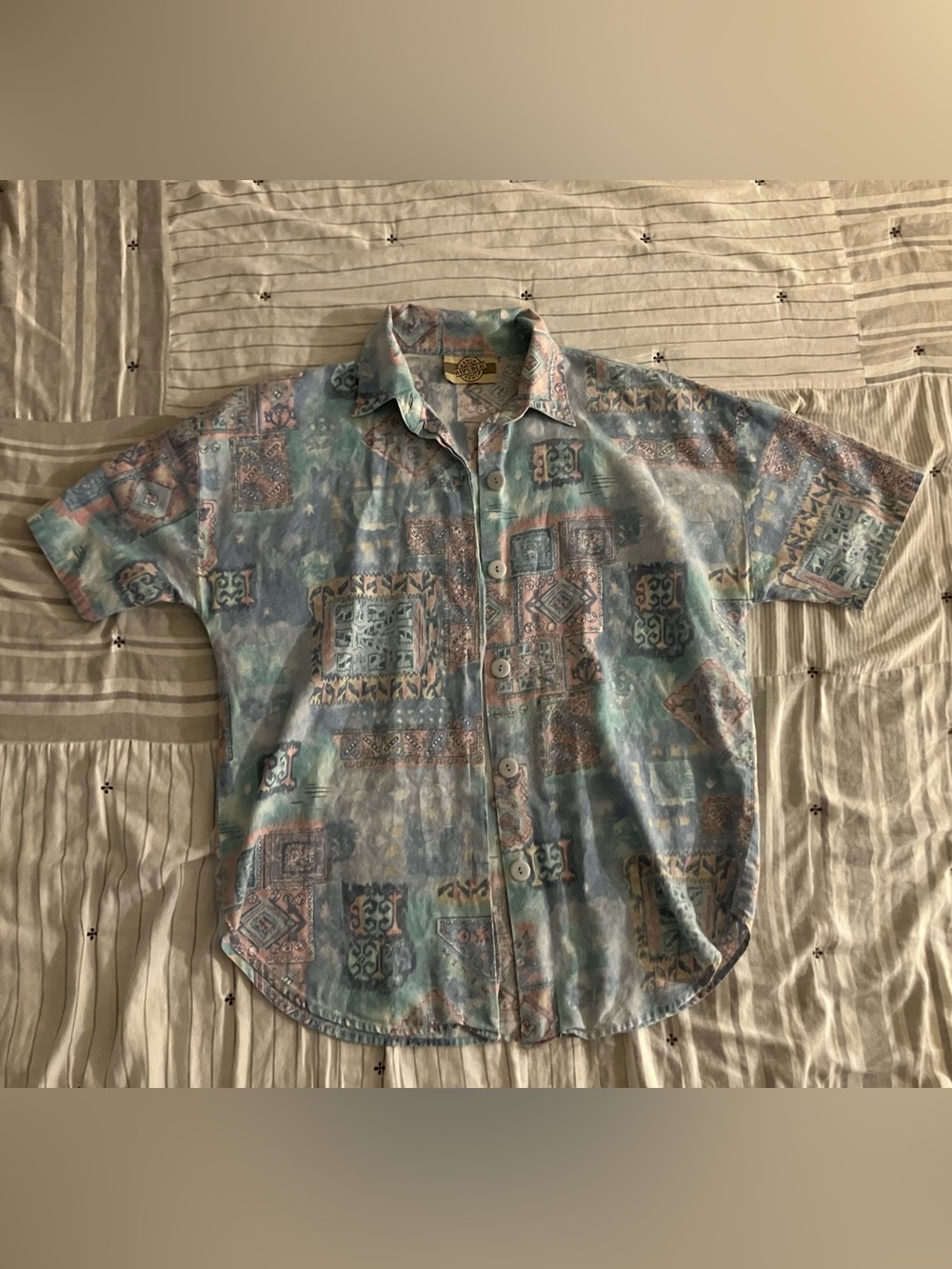 Men's Vintage 80's Pastel Button-Down